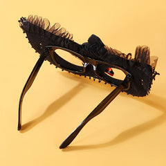 Halloween Bow & Pumpkin Mask Lace Half Face Mask Party Costume Props