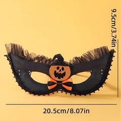 Halloween Bow & Pumpkin Mask Lace Half Face Mask Party Costume Props
