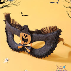 Halloween Bow & Pumpkin Mask Lace Half Face Mask Party Costume Props