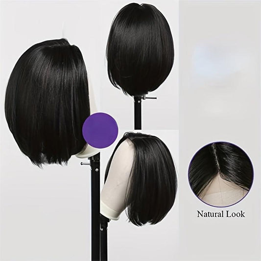 Short Wave Wig Female Middle Part Hairline Wig High Heat Synthetic Fiber Wig