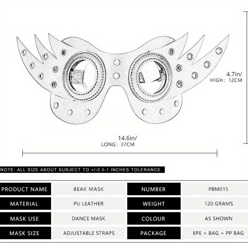Punk Style Party Decors Half Face Mask PU Leather Eye Mask With Wings