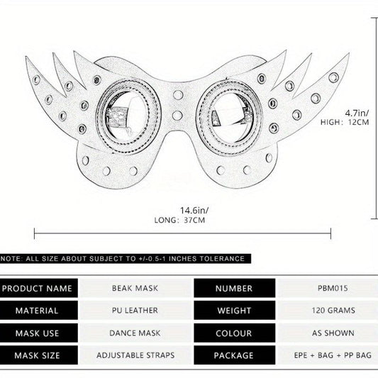 Punk Style Party Decors Half Face Mask PU Leather Eye Mask With Wings