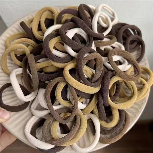 50pcs Coffe Brown Rubber Band Ponytail Hair Tie