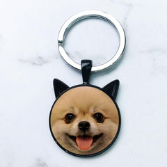 Pomeranian Dog Keychain Ear Shaped Pendant Schnauzer Keyring Key Chain
