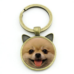 Pomeranian Dog Keychain Ear Shaped Pendant Schnauzer Keyring Key Chain