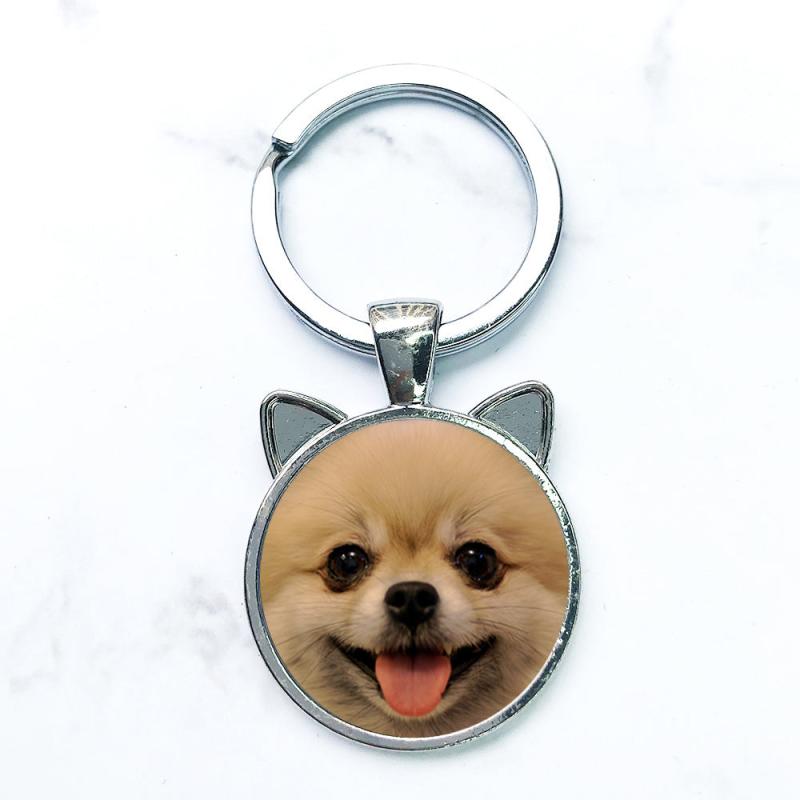 Pomeranian Dog Keychain Ear Shaped Pendant Schnauzer Keyring Key Chain