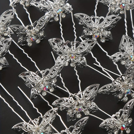 20pcs Rhinestone Butterfly Bridal Hairpin Wedding Hair Accessories