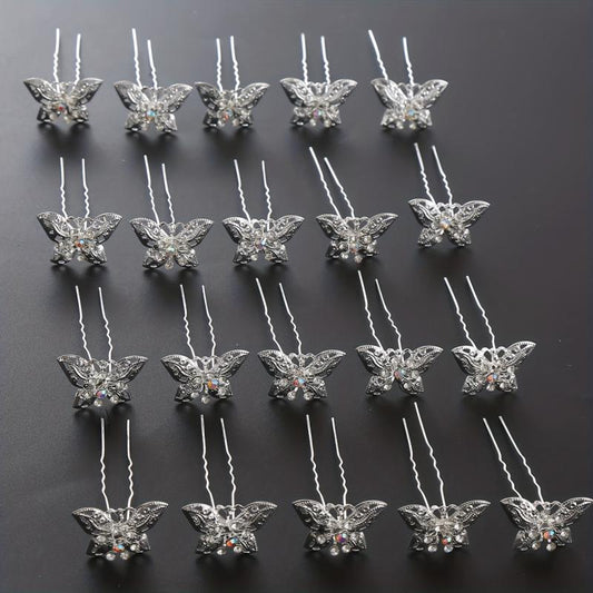 20pcs Rhinestone Butterfly Bridal Hairpin Wedding Hair Accessories