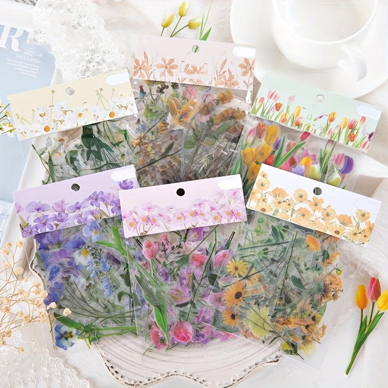 40PCS Plant Flower Stickers Scrapbooking Stationery DIY Material