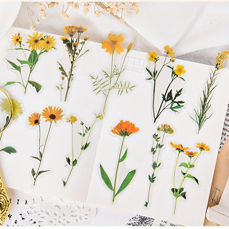 40PCS Plant Flower Stickers Scrapbooking Stationery DIY Material