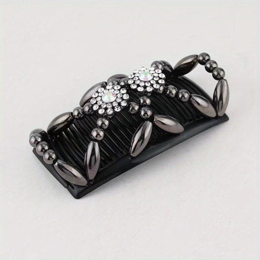 Women's Double Side Beaded Hair Comb Barrette for Hairstyles
