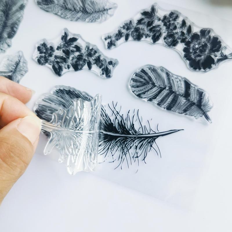 Feather Book Clear Stamps Reusable Stationery Student Stamps For Card Making
