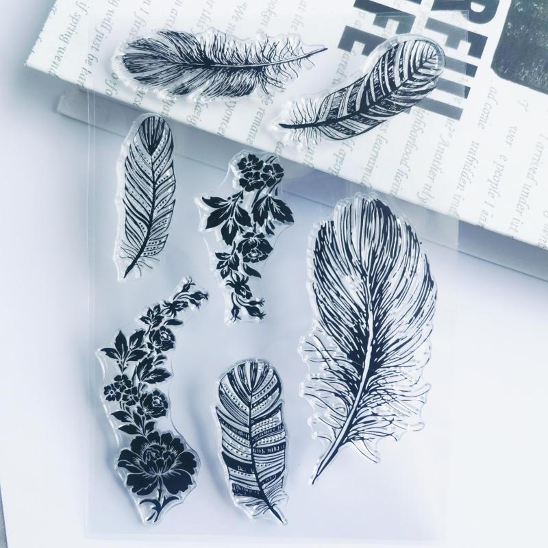 Feather Book Clear Stamps Reusable Stationery Student Stamps For Card Making