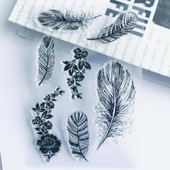 Feather Book Clear Stamps Reusable Stationery Student Stamps For Card Making