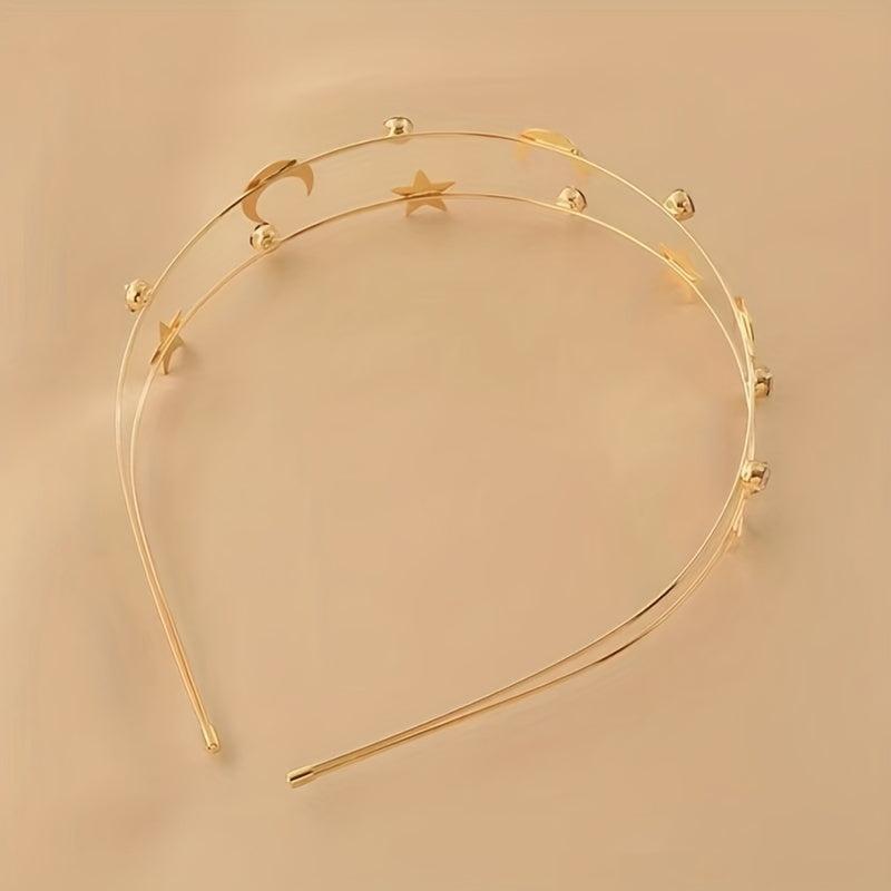 Copper Alloy Headband with Stars and Moon