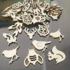 20pcs Natural Mini Wooden Crafts Ornaments DIY Unfinished Scenery