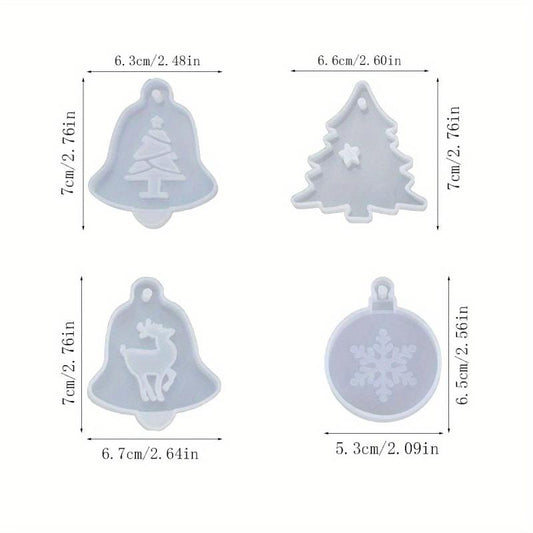 4pcs Christmas Resin Molds for Ornaments Wax Casting Pendant Mold