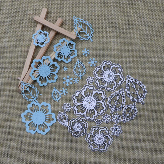Metal Spring Summer Flower Cutting Dies Symmetry Pattern Floral 4 Leaf Die Cuts