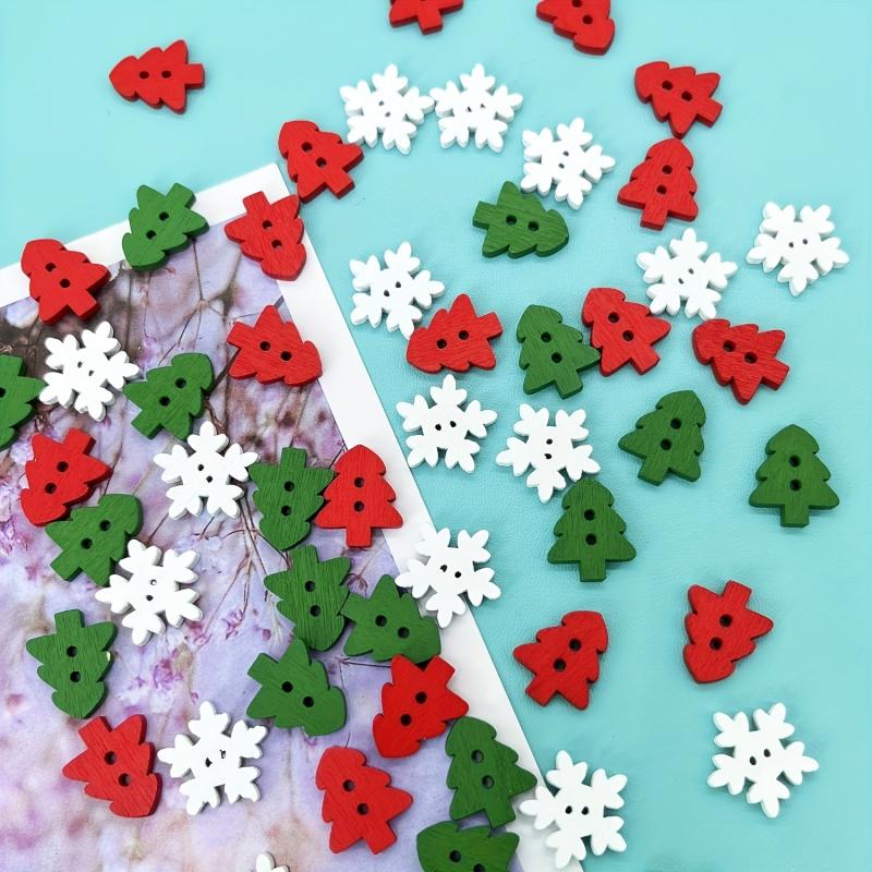 50pcs Mini Wooden Christmas Tree Crafts For Home Decor, Garden Supplies