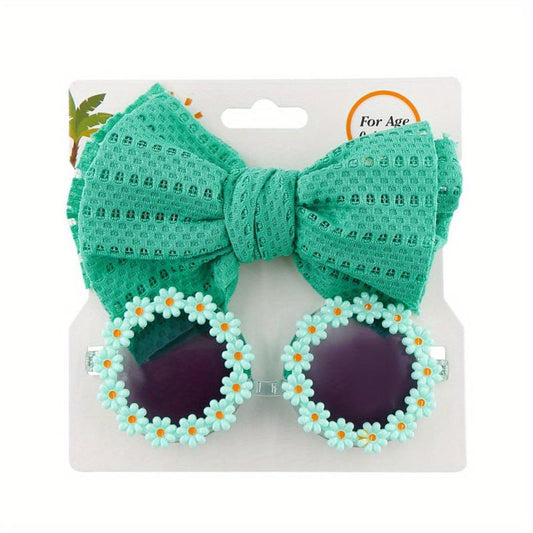 Flower Sunglasses and Hollow Bow Hair Band Set