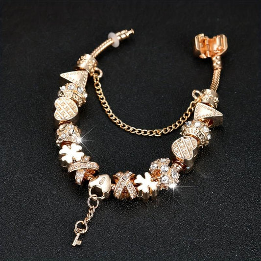 Snowflower Bead Bracelet with Key Pendant - Ideal Gift