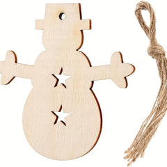 10pcs Wooden Snowman Ornaments Natural Gemstone DIY Crafts