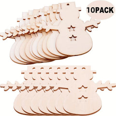 10pcs Wooden Snowman Ornaments Natural Gemstone DIY Crafts