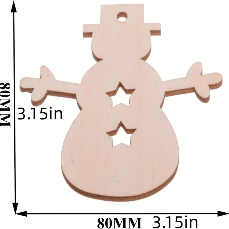 10pcs Wooden Snowman Ornaments Natural Gemstone DIY Crafts