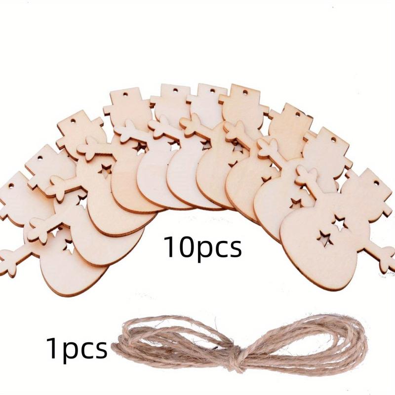 10pcs Wooden Snowman Ornaments Natural Gemstone DIY Crafts