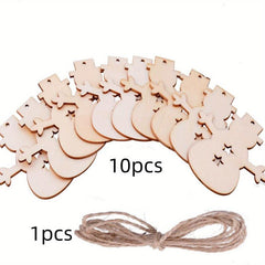 10pcs Wooden Snowman Ornaments Natural Gemstone DIY Crafts
