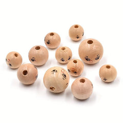 10pcs 14MM Smiley Face Doll Head Wooden Beads DIY Children's Accessories
