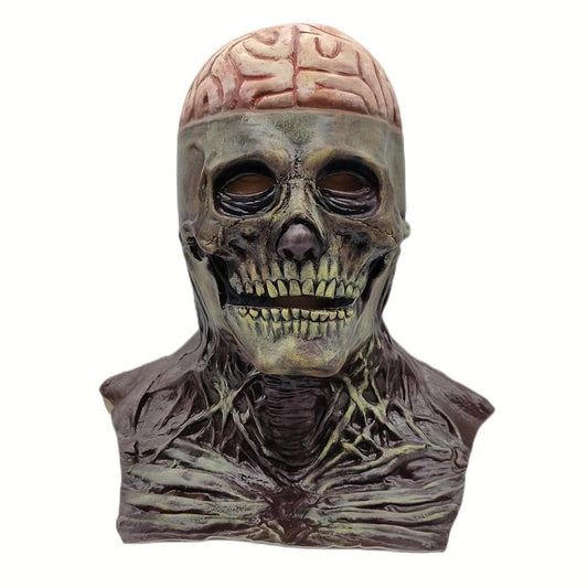 Men's Halloween Brain Skull Head Movable Mask Horror Pulp