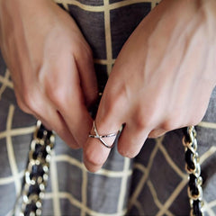 X Three-Dimensional Cut-Out Wrap Ring with Joint Index Finger Jewelry