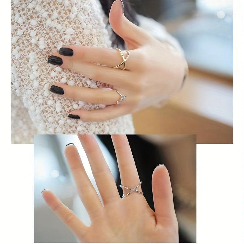 X Three-Dimensional Cut-Out Wrap Ring with Joint Index Finger Jewelry