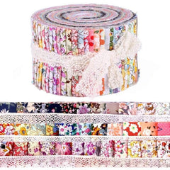 Fabric Strips Roll 36pcs Assorted Patterns 6-48-49-99cm for DIY Crafts