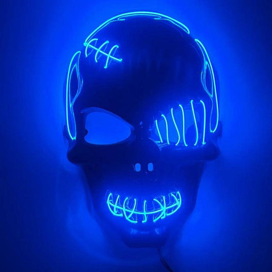 Halloween Luminous Pirate Skull Head Horror Mask LED Cyberpunk Mask