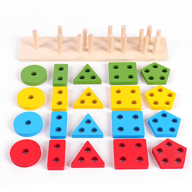 Montessori Wooden Geometric Shapes Sorting Puzzle Game