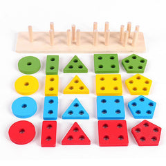 Montessori Wooden Geometric Shapes Sorting Puzzle Game