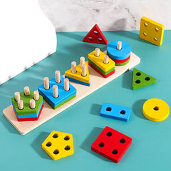 Montessori Wooden Geometric Shapes Sorting Puzzle Game