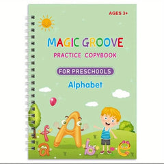 Kids Copybook Set: 4 Books, 1 Pen, 6 Refills, 1 Pen Grip, Practice Workbook