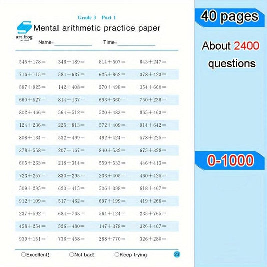 2400 Math Problems Book: Arithmetic For Kids