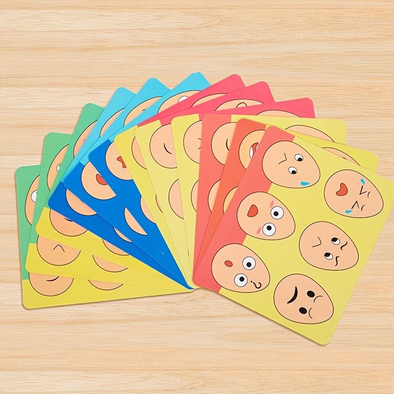 Wooden Kids Puzzle Game Fun Expression Matching Toy