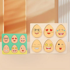 Wooden Kids Puzzle Game Fun Expression Matching Toy