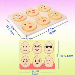 Wooden Kids Puzzle Game Fun Expression Matching Toy