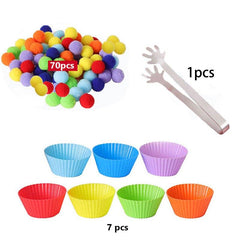 79pcs Counting Plush Pom Pom Balls Sorting Toy Set