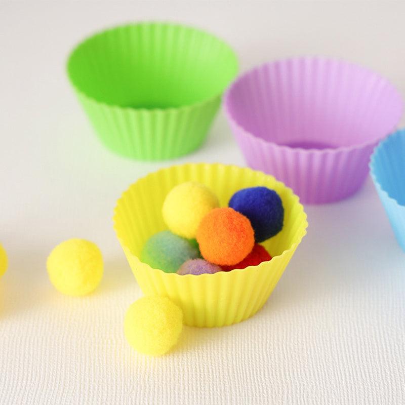 79pcs Counting Plush Pom Pom Balls Sorting Toy Set