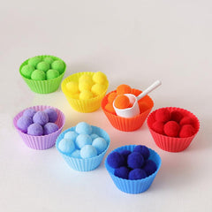 79pcs Counting Plush Pom Pom Balls Sorting Toy Set