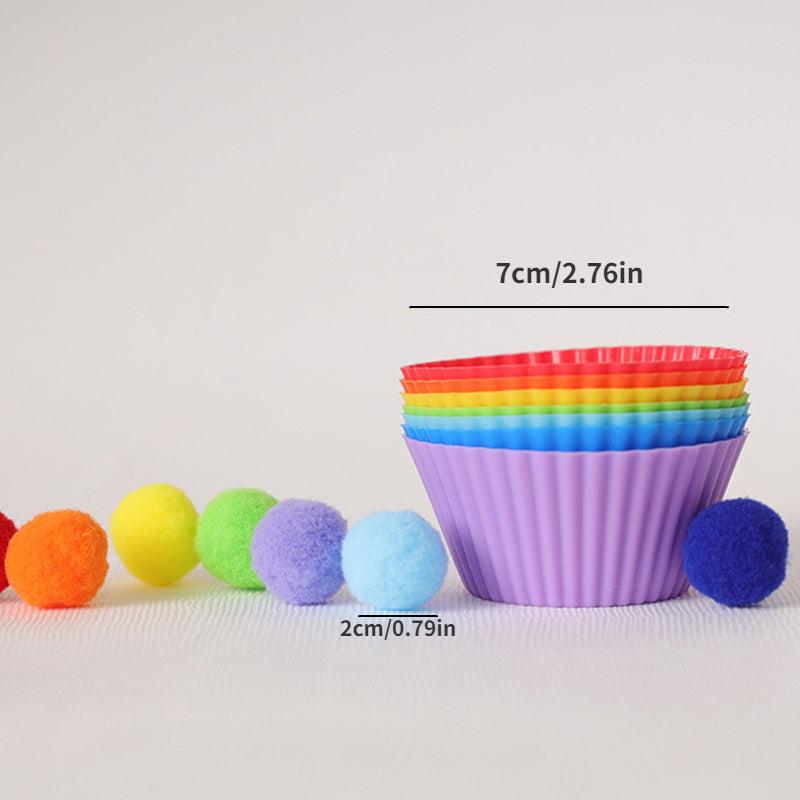 79pcs Counting Plush Pom Pom Balls Sorting Toy Set