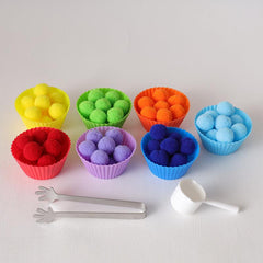 79pcs Counting Plush Pom Pom Balls Sorting Toy Set