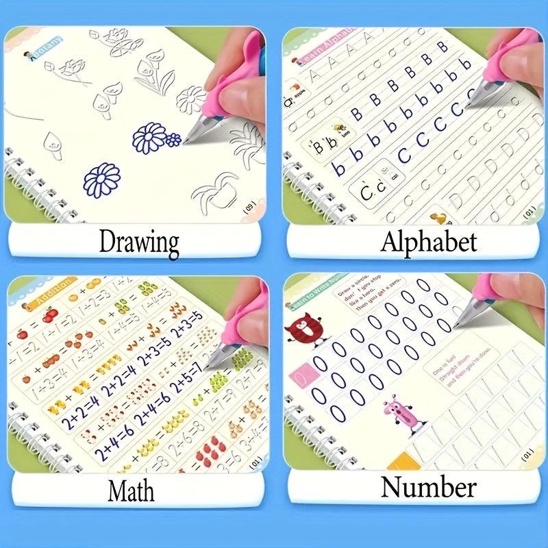 Kids School Supplies Bundle: 4 Books, 1 Pen, 6 Refills, 1 Pen Holder
